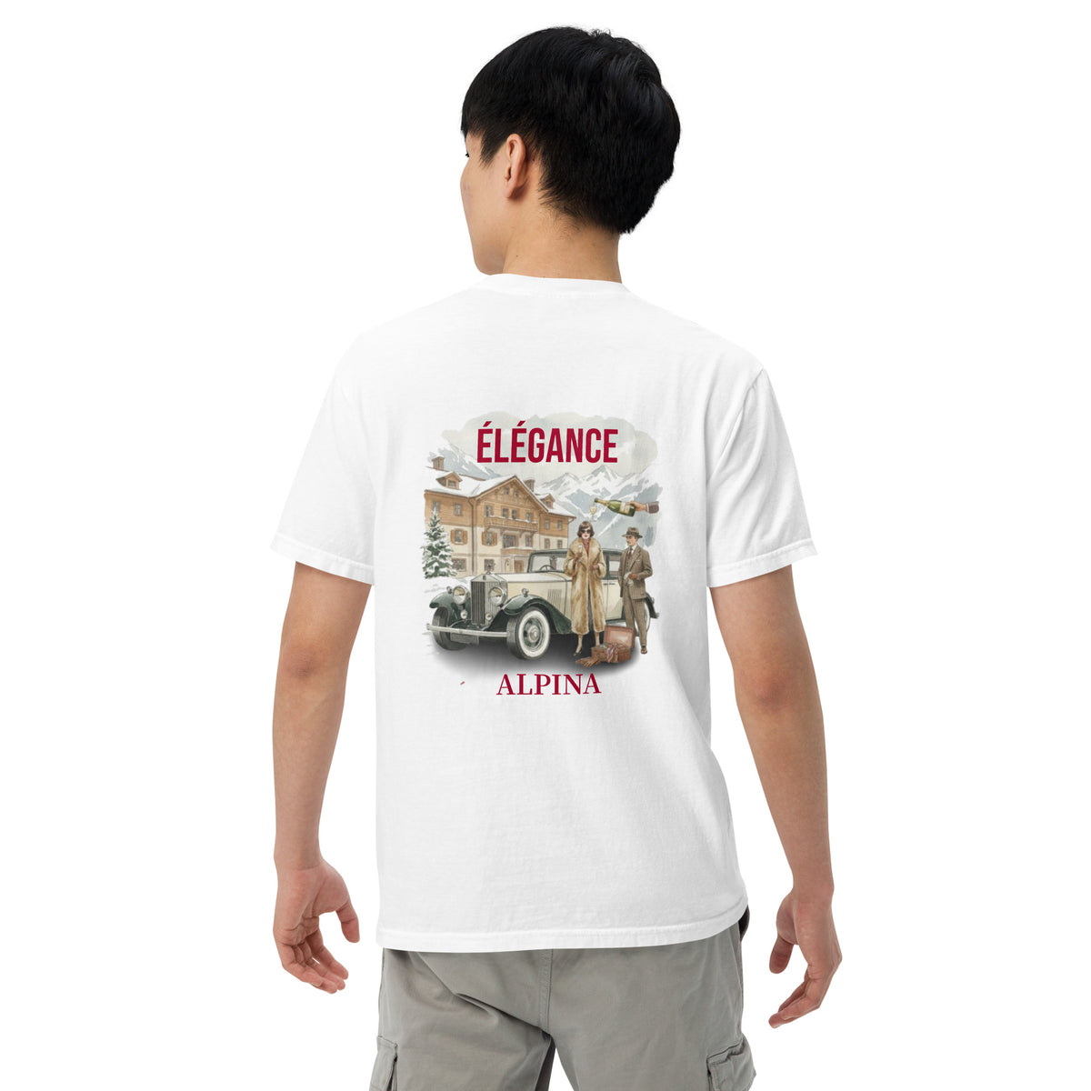 Camiseta "Élégance Alpina" Retro Luxury - Algodón Premium Heavyweight